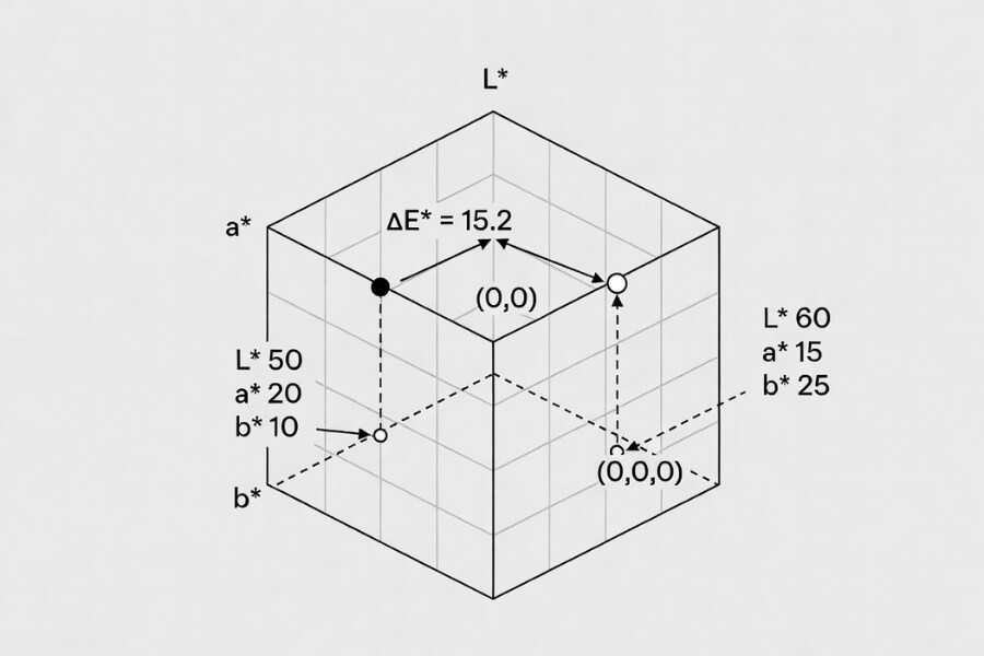 Delta E measurement in Lab color space for aluminum composite panel color matching
