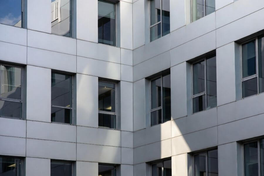 commercial building façade using 4mm ACM panel thickness in real project application