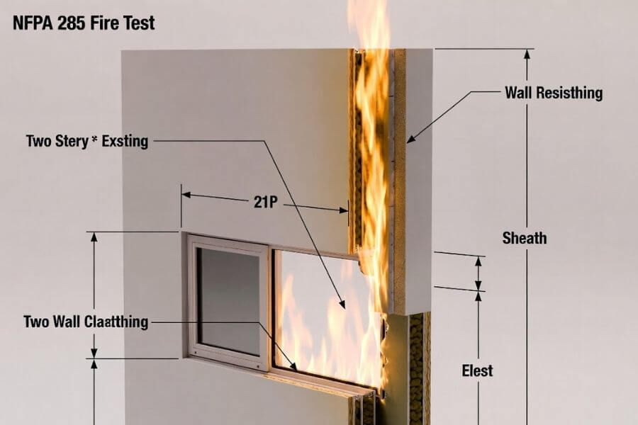 nfpa 285 fire test showing vertical flame spread on mcm facade system nfpa 285 fire test showing vertical flame spread on mcm facade system
