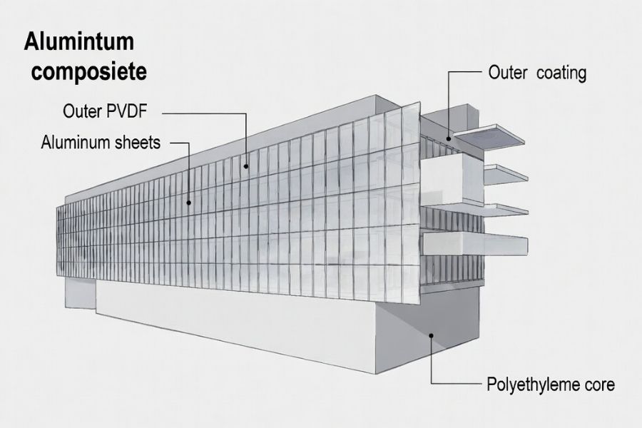 aluminum composite panel facade in commercial building showing long term clean performance aluminum composite panel facade in commercial building showing long term clean performance
