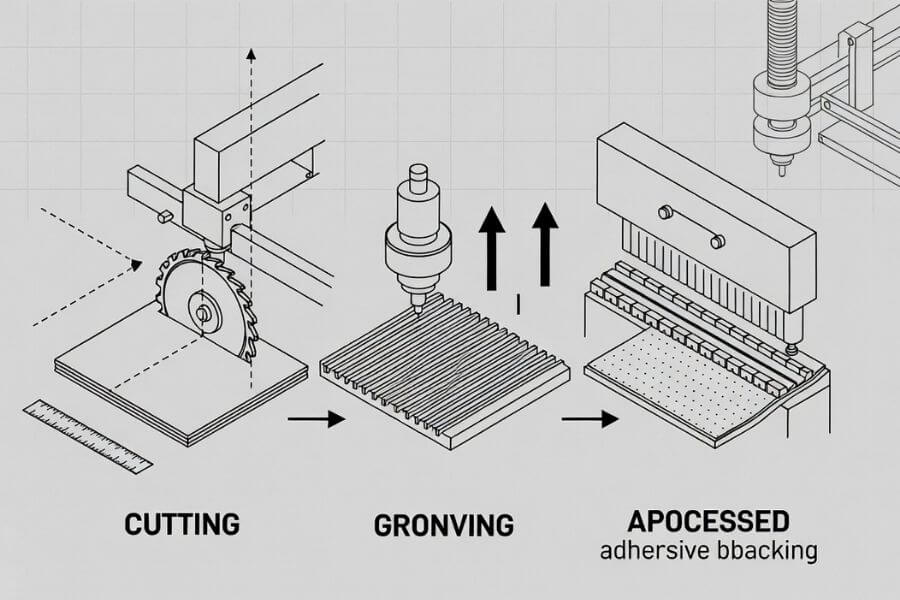 ACP panel fabrication process including cutting forming and assembly steps ACP panel fabrication process including cutting forming and assembly steps