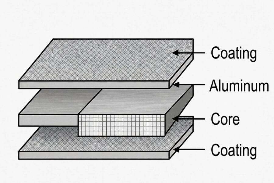 aluminum composite panel coating structure showing how ACP color matching is controlled through coating systems aluminum composite panel coating structure showing how ACP color matching is controlled through coating systems