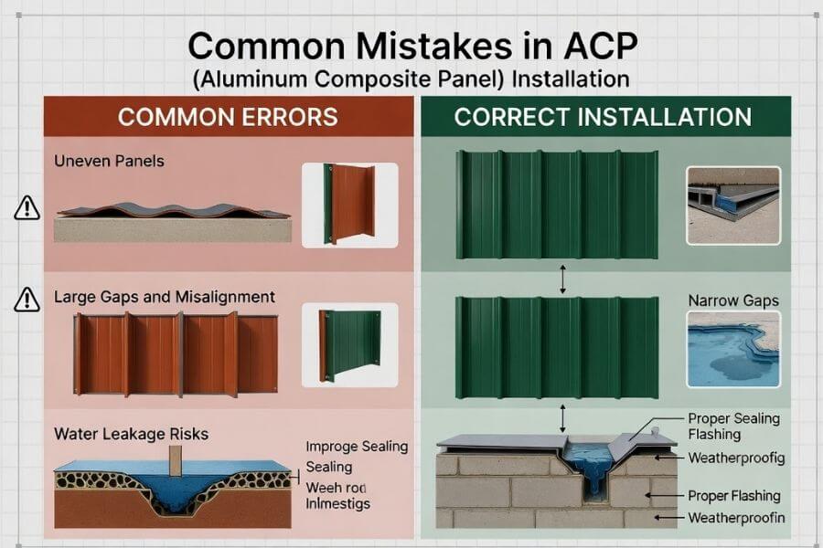 common ACP installation mistakes including misalignment and sealing issues common ACP installation mistakes including misalignment and sealing issues