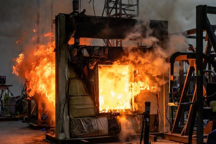 nfpa 285 fire test for acm cladding system evaluating vertical flame spread