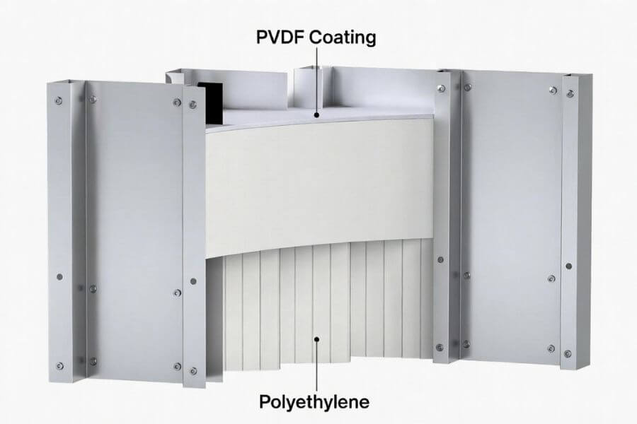 aluminum composite panel coating structure PVDF layer graffiti resistance