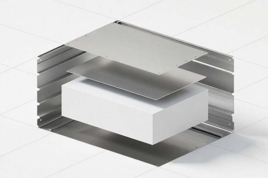 aluminum composite panel thickness structure showing layers and core material composition