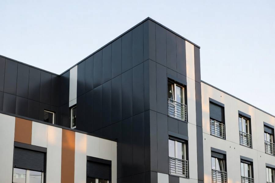 aluminum composite panels used in residential facade cladding modern house design