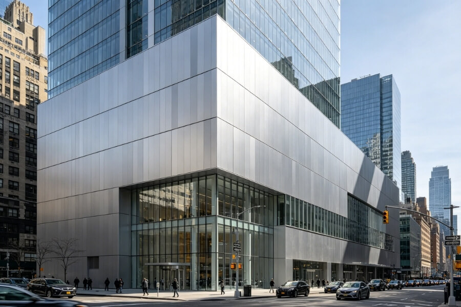 commercial building using PVDF coated aluminum composite panels for façade system