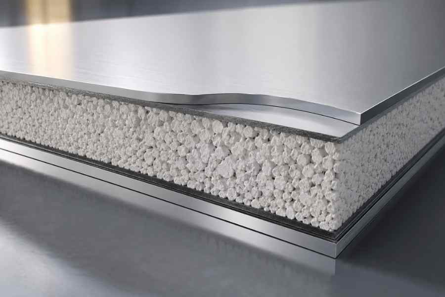 FR core aluminum composite panel structure for fire-rated façade systems