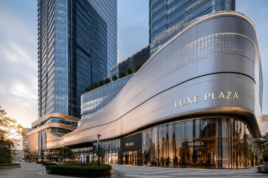 modern architectural facade using fire-retardant ACM systems