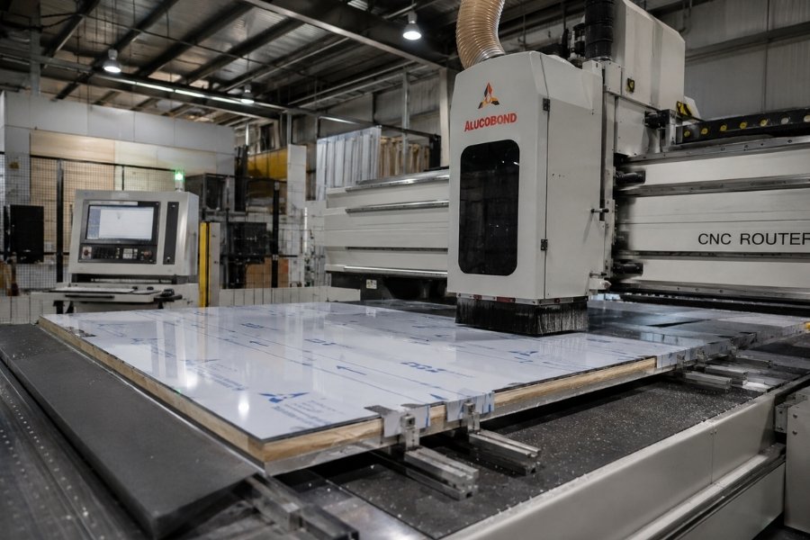 CNC fabrication process for aluminum composite facade systems