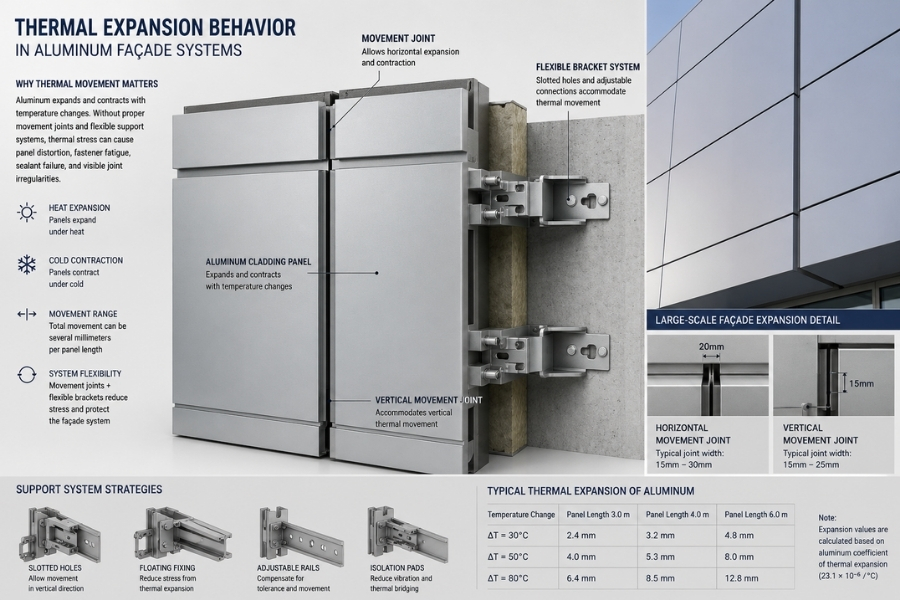 thermal movement joints in aluminum façade cladding system
