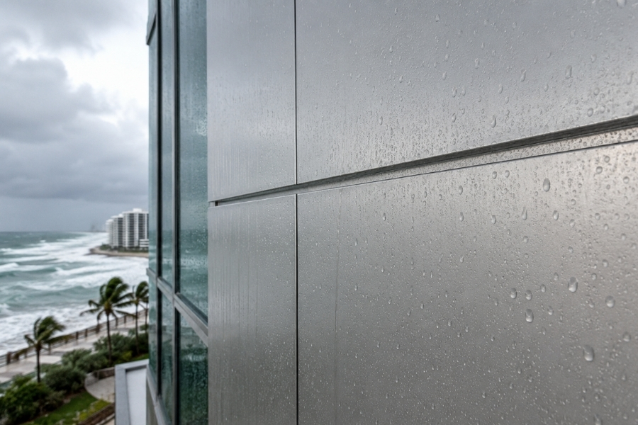 PVDF-coated aluminum facade panel for coastal hurricane-resistant construction PVDF-coated aluminum facade panel for coastal hurricane-resistant construction