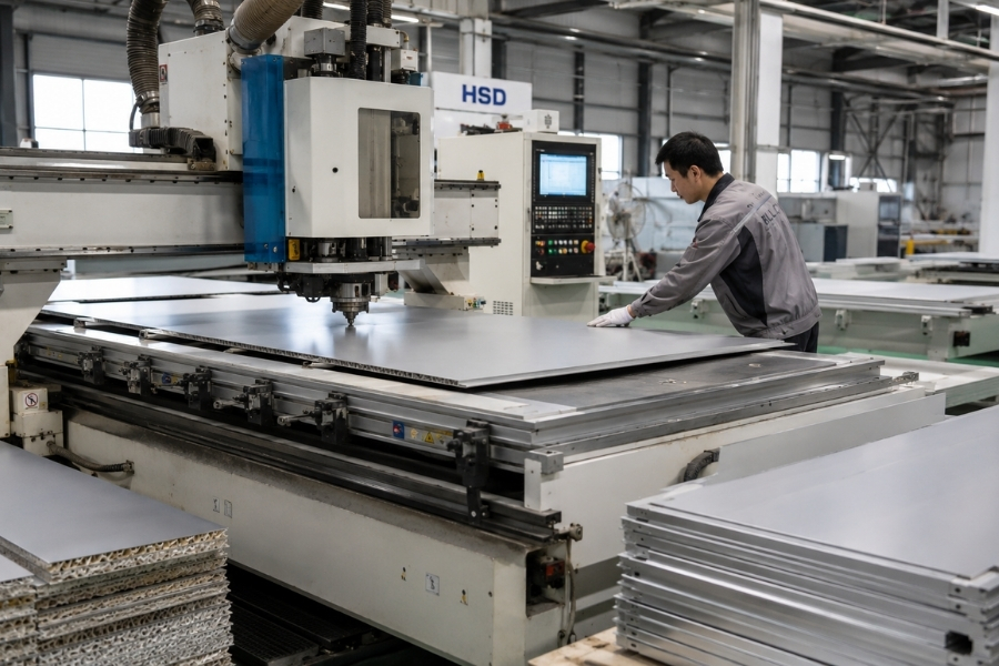 CNC routing and cassette fabrication process for ACP aluminum composite panels CNC routing and cassette fabrication process for ACP aluminum composite panels