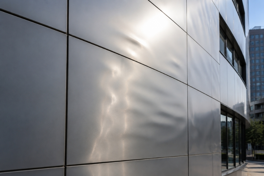 Oil-canning and surface waviness on large-format ACP façade panels Oil-canning and surface waviness on large-format ACP façade panels
