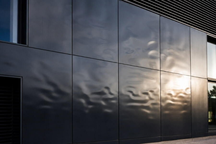 Oil-canning and surface waviness on large-format ACP architectural façade panels