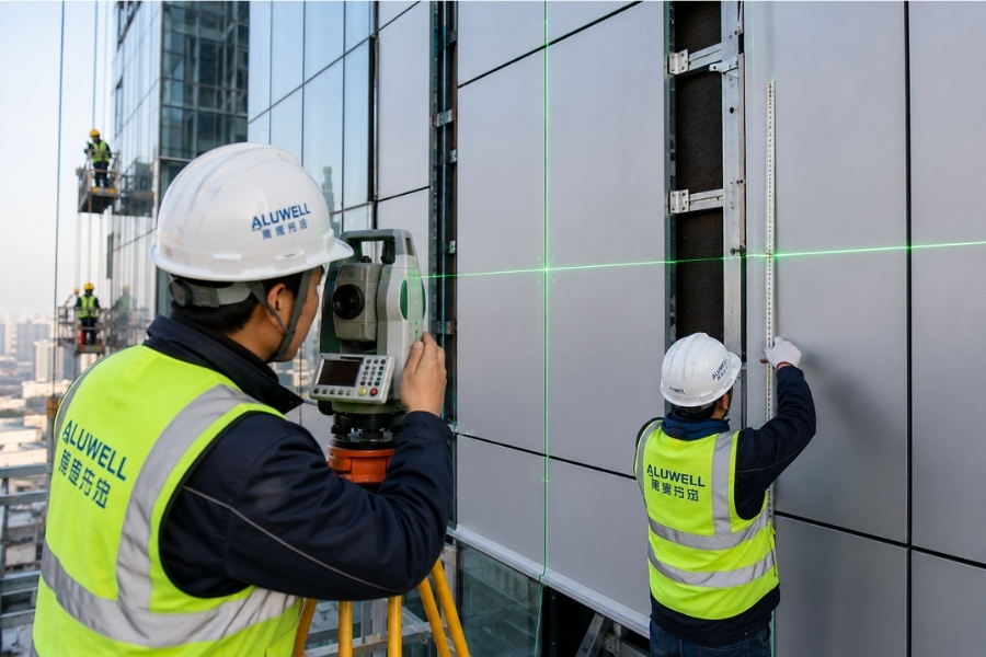 Metal façade installation quality control for panel alignment and joint consistency Metal façade installation quality control for panel alignment and joint consistency